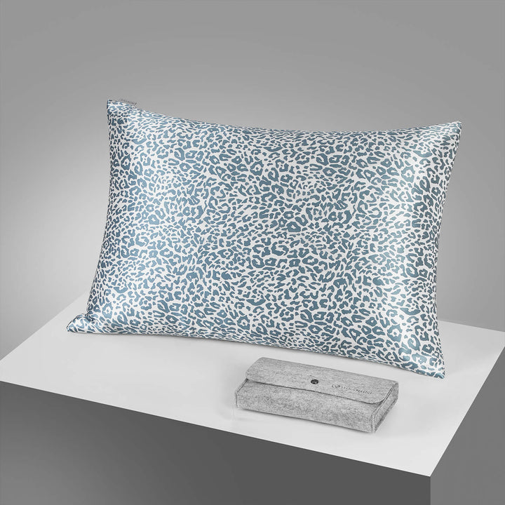DISANGNI 21 Momme Mulberry Silk Pillowcase – Double-Sided, Hidden Zipper, Gray Leopard Print