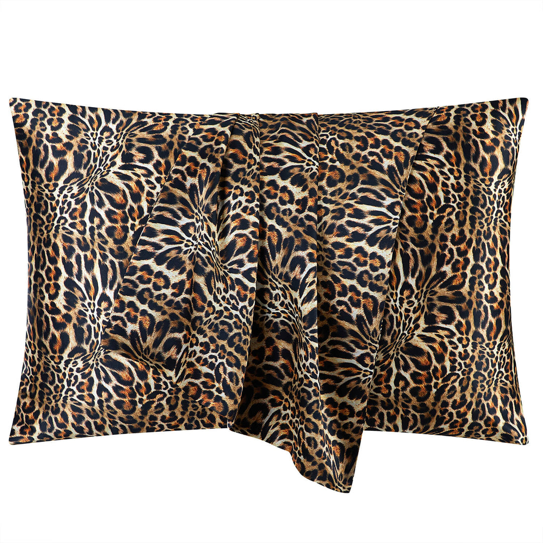 DISANGNI 21 Momme Mulberry Silk Pillowcase – Double-Sided, Zipper Closure, Black Leopard Print