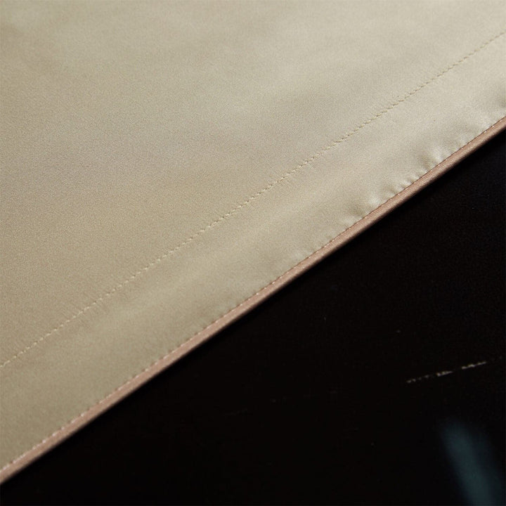 Champagne pillowcase seam and edge detail